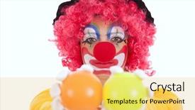  Presentation with clown - Presentation theme enhanced with funny clown holding color balls background and a yellow colored foreground