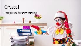  Presentation with collage of families celebrating christmas - Slide set consisting of funny clown in christmas celebration background and a sky blue colored foreground