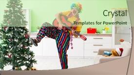  Presentation with celebration - Cool new PPT layouts with funny clown in christmas celebration backdrop and a  colored foreground