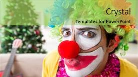  Presentation with collage of families celebrating christmas - PPT layouts featuring funny clown in christmas celebration background and a  colored foreground