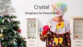  Presentation with celebration - Colorful PPT layouts enhanced with funny clown in christmas celebration backdrop and a white colored foreground