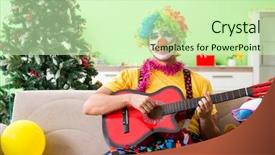  Presentation with celebration - Cool new theme with funny clown in christmas celebration backdrop and a soft green colored foreground