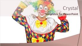  Presentation with clown - Colorful PPT theme enhanced with funny clown isolated on white backdrop and a lemonade colored foreground