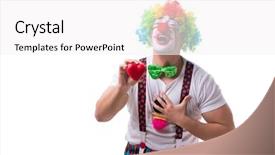  Presentation with clown - Slide deck with funny clown with a heart background and a  colored foreground