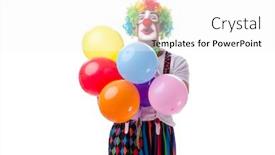  Presentation with balloons - Cool new presentation theme with funny clown with balloons isolated on white background backdrop and a white colored foreground
