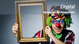  Presentation with picture frame - Audience pleasing slide set consisting of funny clown with picture frame backdrop and a gray colored foreground