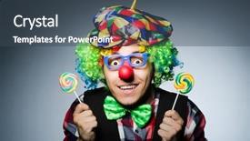  Presentation with lollipop - Presentation theme enhanced with funny clown with sweet lollipop background and a ocean colored foreground