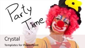  Presentation with party time - Presentation theme having funny clown writing party time background and a lemonade colored foreground