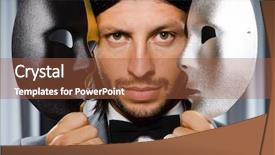  Presentation with mask - PPT theme having funny concept with theatrical mask background and a  colored foreground