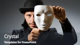  Presentation with mask - Slides with funny concept with theatrical mask background and a dark gray colored foreground