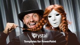  Presentation with mask - Audience pleasing theme consisting of funny concept with theatrical mask backdrop and a  colored foreground
