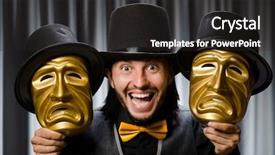  Presentation with mask - Presentation theme consisting of funny concept with theatrical mask background and a dark gray colored foreground