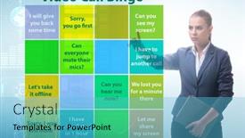  Presentation with video - Colorful slide set enhanced with funny-concept-with-video-call backdrop and a light blue colored foreground