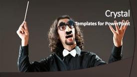  Presentation with orchestra conductor - Slide deck having orchestra leadership - funny conductor against dark background background and a dark gray colored foreground