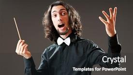  Presentation with orchestra conductor - Presentation design having orchestra leadership - funny conductor against dark background background and a wine colored foreground
