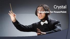  Presentation with conductor - PPT theme consisting of funny conductor in musical concept background and a dark gray colored foreground