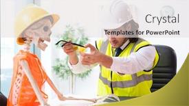  Presentation with funny construction - PPT theme enhanced with funny-construction-business-meeting background and a light gray colored foreground