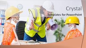  Presentation with funny construction - Amazing slide set having funny-construction-business-meeting backdrop and a sky blue colored foreground