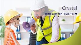  Presentation with funny construction - PPT theme enhanced with funny-construction-business-meeting background and a sky blue colored foreground