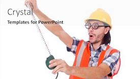  Presentation with tape - Presentation having funny-constructon-worker-with-tape background and a white colored foreground