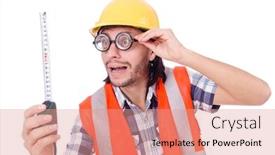  Presentation with tape - Presentation featuring funny-constructon-worker-with-tape background and a coral colored foreground