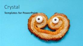  Presentation with cookies - Colorful PPT theme enhanced with funny-cookies-on-the-blue backdrop and a light blue colored foreground
