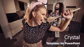  Presentation with house - Slide deck enhanced with funny-couple-and-theirs-house background and a wine colored foreground