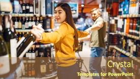  Presentation with grocery store - Presentation theme consisting of funny-couple-in-grocery-store background and a coral colored foreground