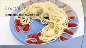  Presentation with crab - Presentation theme having funny crab from spaghetti background and a blonde colored foreground