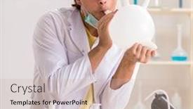  Presentation with tests - Cool new slides with funny-crazy-chemist-doing-experiments backdrop and a soft green colored foreground