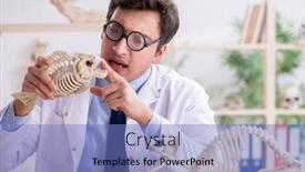  Presentation with funny animal - Beautiful PPT theme featuring funny crazy professor studying animal backdrop and a teal colored foreground