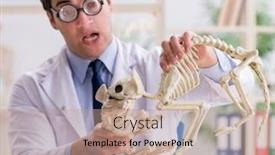  Presentation with skeletons - Slide deck with funny-crazy-professor-studying-animal background and a coral colored foreground