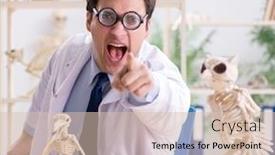  Presentation with skeletons - Colorful theme enhanced with funny-crazy-professor-studying-animal backdrop and a lemonade colored foreground