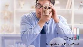  Presentation with professor - Slide set consisting of funny-crazy-professor-studying-human background and a light blue colored foreground