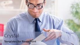  Presentation with professor - PPT theme with funny-crazy-professor-studying-human background and a light blue colored foreground