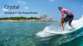  Presentation with crystal blue wave - Colorful presentation theme enhanced with funny crystal clear tropical wave backdrop and a light blue colored foreground