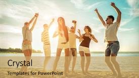  Presentation with friendship day - Colorful PPT layouts enhanced with funny dance on the beach backdrop and a yellow colored foreground