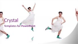  Presentation with man vs woman - Beautiful presentation theme featuring funny dancing man wearing backdrop and a sky blue colored foreground