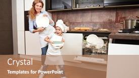  Presentation with family healthy eating - Slide deck featuring funny-daughter-and-her-mother background and a coral colored foreground