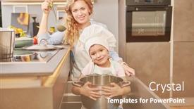  Presentation with family healthy eating - Slides consisting of funny-daughter-and-her-mother background and a coral colored foreground