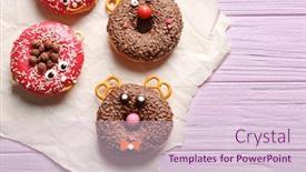  Presentation with donuts - Presentation design enhanced with funny-decorated-donuts-on-table background and a lemonade colored foreground