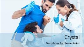  Presentation with dental office - PPT layouts having funny dentist or dental background and a light blue colored foreground