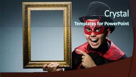  Presentation with picture frame - Amazing presentation design having funny devil with picture frame backdrop and a tawny brown colored foreground