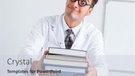  Presentation with hospital - Presentation enhanced with funny doctor scientist making presentation in hospital background and a lemonade colored foreground