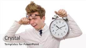  Presentation with alarm - PPT theme having funny doctor with alarm clock background and a  colored foreground