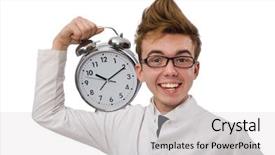  Presentation with alarm - Audience pleasing theme consisting of funny doctor with alarm clock backdrop and a  colored foreground