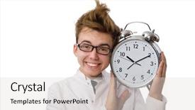  Presentation with alarm - Slides having funny doctor with alarm clock background and a  colored foreground