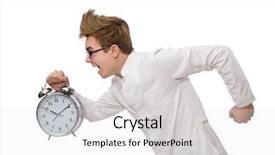  Presentation with alarm - Colorful theme enhanced with funny doctor with alarm clock backdrop and a white colored foreground