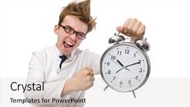  Presentation with alarm - Slide set consisting of funny doctor with alarm clock background and a  colored foreground