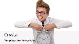  Presentation with alarm - PPT theme consisting of funny doctor with alarm clock background and a  colored foreground